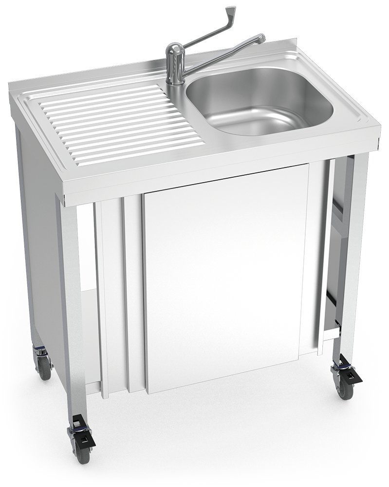 Fregadero portátil automático agua fría y caliente y escurridor izquierda Fricosmos