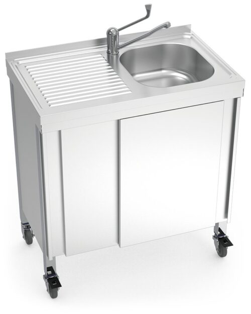 Fregadero portátil automático agua fría y caliente y escurridor izquierda Fricosmos