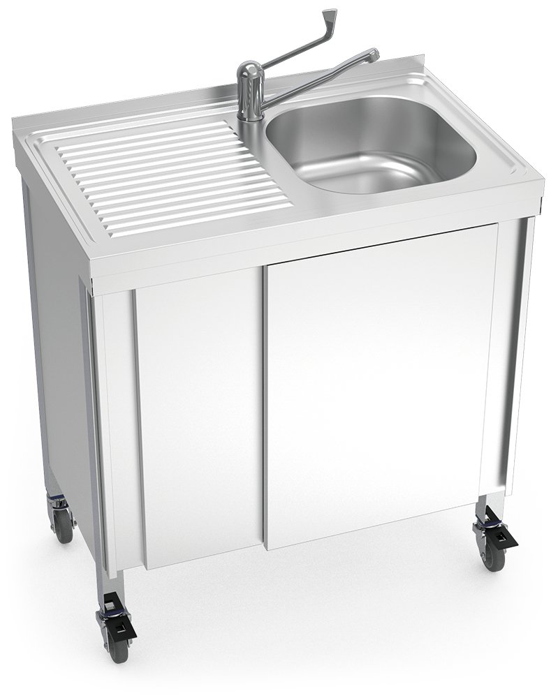 Fregadero portátil automático agua fría y caliente y escurridor izquierda Fricosmos
