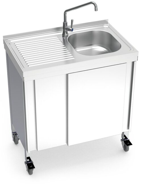 Fregadero portátil automático agua fría y escurridor izquierda Fricosmos