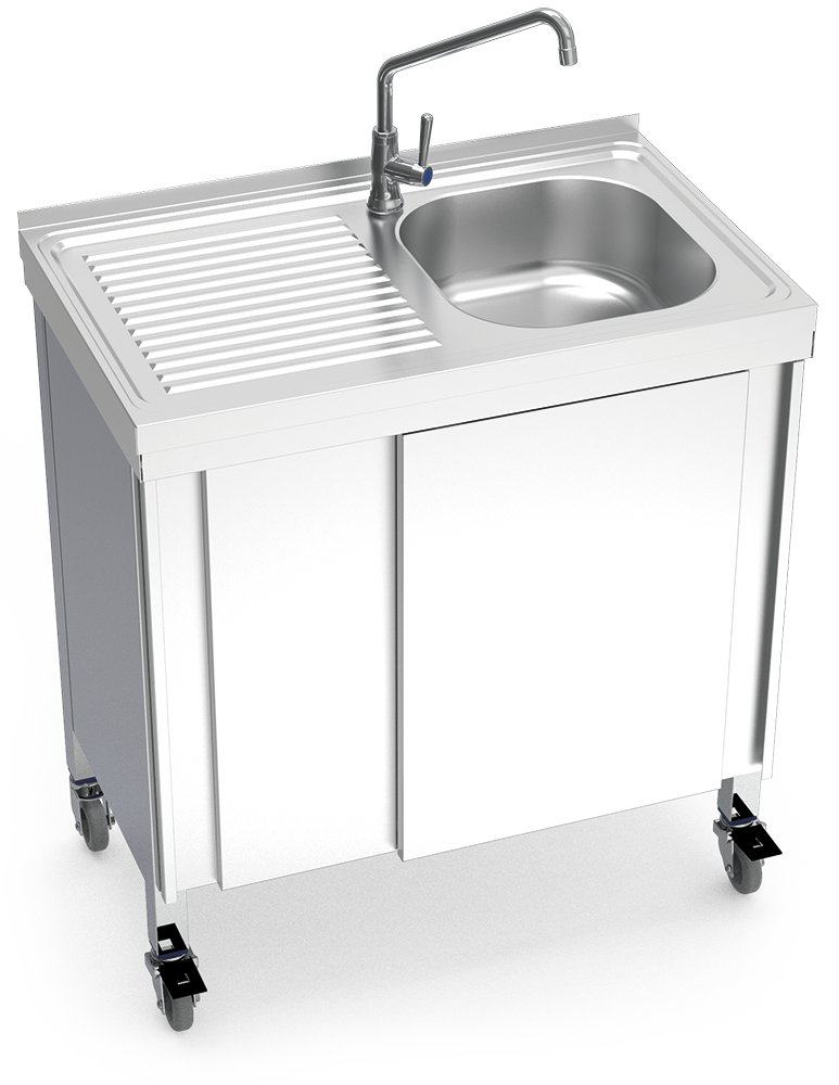Fregadero portátil automático agua fría y escurridor izquierda Fricosmos