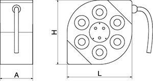 Dibujo técnico: Grifo de manguera enrollable Serie Básico 1/2" Fricosmos 20 m