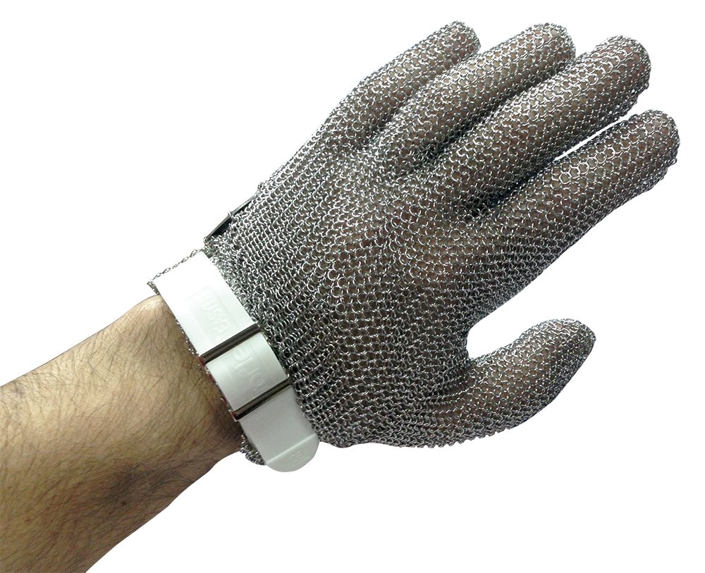 Guante de malla inox reversible con correa Fricosmos talla L (azul)