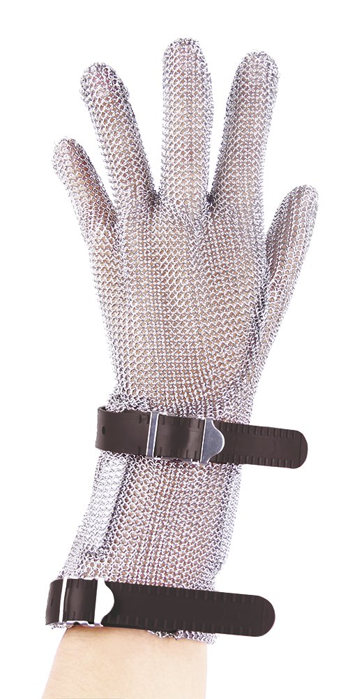 Guante de malla inox reversible con correa y brazalete Fricosmos talla XXS (marrón)