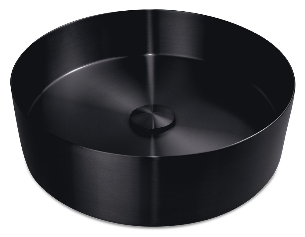 Lavabo redondo sobre encimera inox con recubrimiento PVD Serie Black Fricosmos