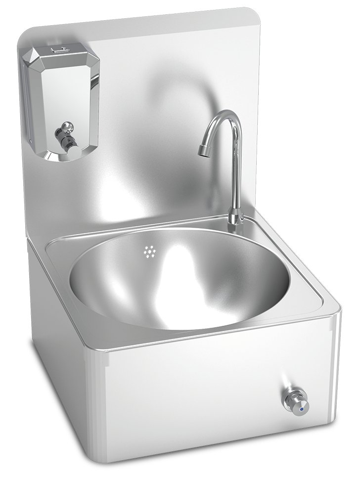 Lavamanos inox mural de rodilla modelo RC esquinas redondas Fricosmos