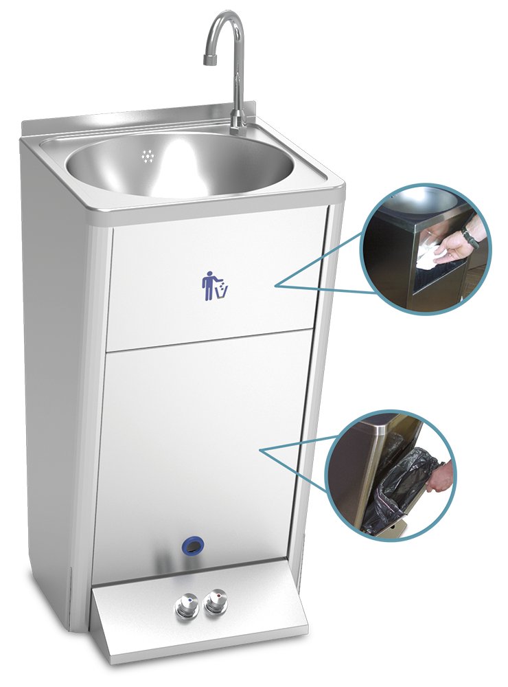 Lavamanos portátil autónomo automático de doble pulsador agua fría y caliente Fricosmos