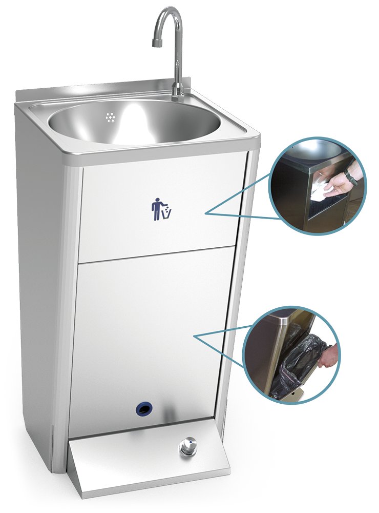 Lavamanos registrable autónomo eléctrico con batería un pulsador agua fría Fricosmos