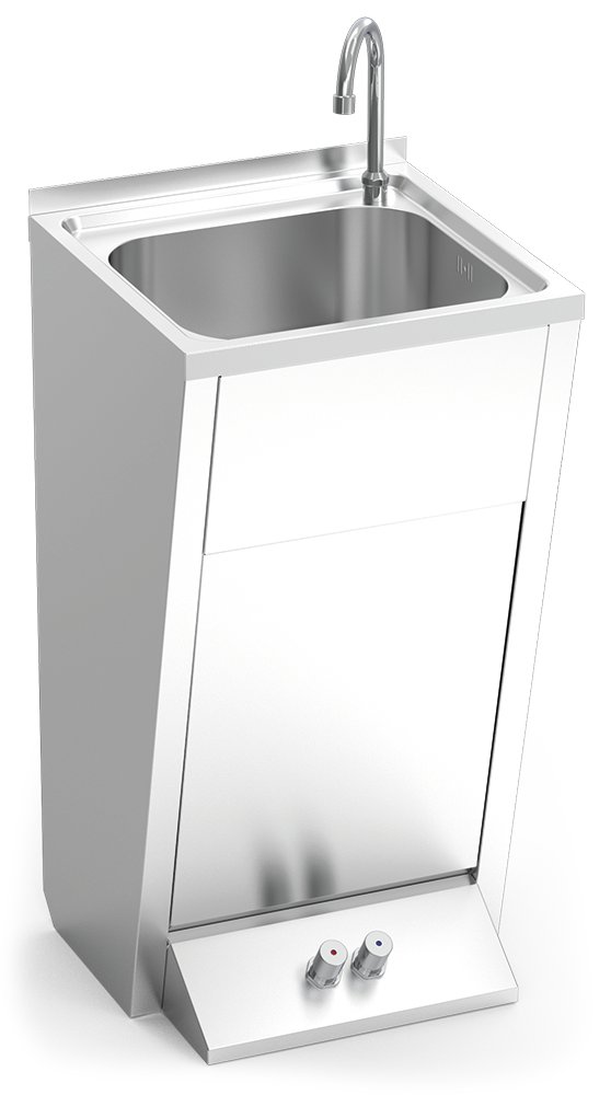 Lavamanos registrable con pedestal doble pulsador agua fría y caliente Fricosmos