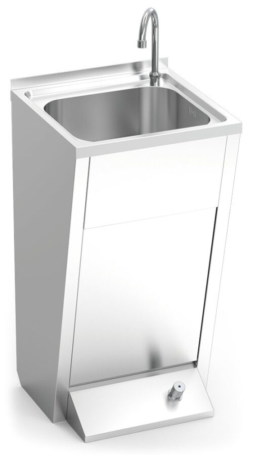 Lavamanos registrable con pedestal un pulsador agua fría y caliente Fricosmos