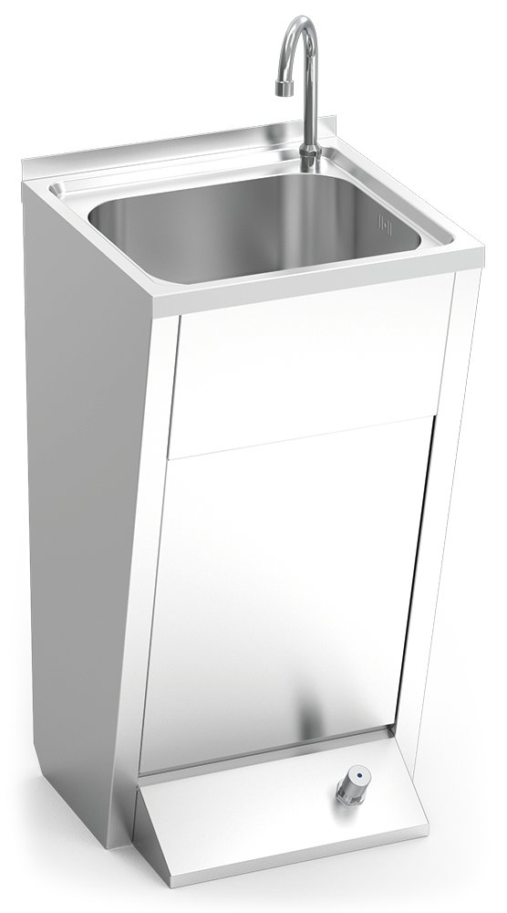 Lavamanos registrable con pedestal un pulsador agua fría y caliente Fricosmos