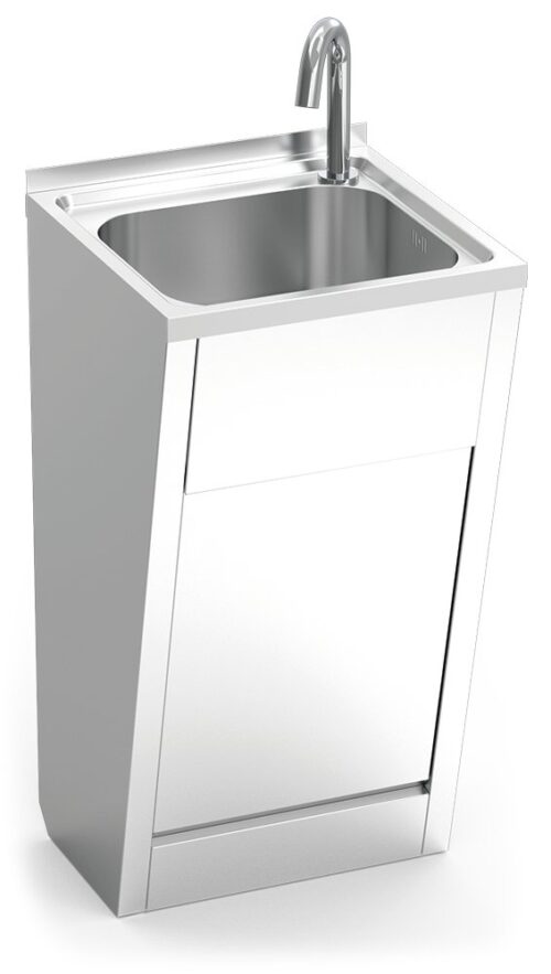 Lavamanos registrable electrónico a pilas agua fría y caliente Fricosmos 450x450x850 mm