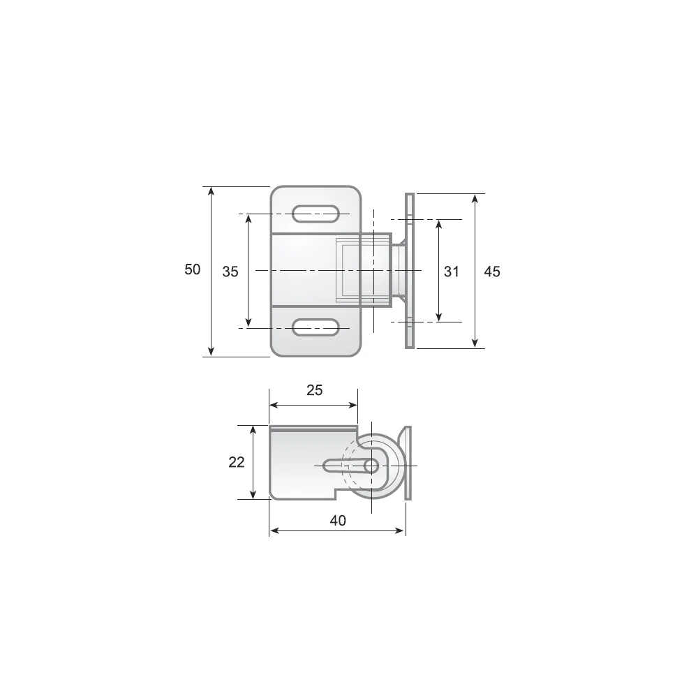 MF-136 zinc-plated steel latch mechanism · view 2
