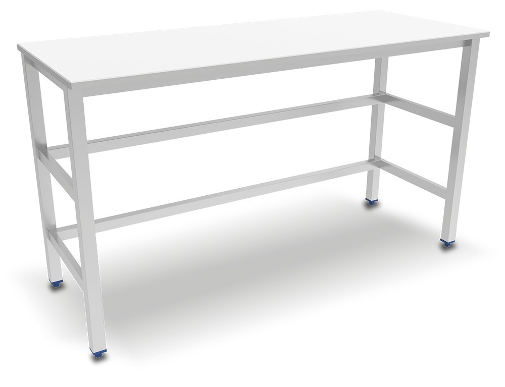 Mesa central con encimera de polietileno blanco Fricosmos 1000x500x870 mm