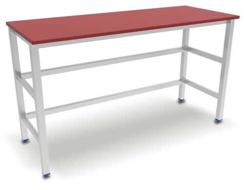 Mesa central con encimera de polietileno rojo Fricosmos 1000x500x870 mm