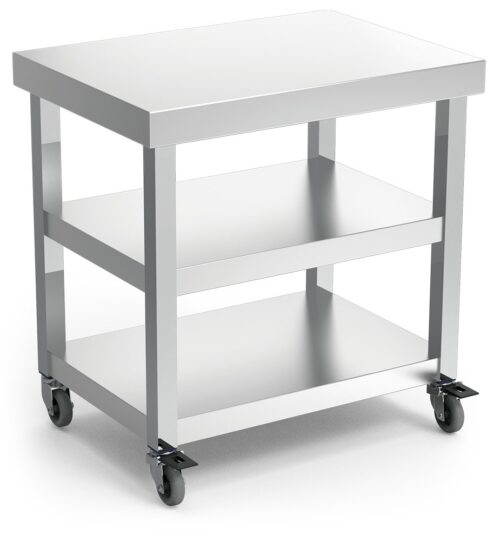 Mesa central con ruedas y 2 entrepaños Fricosmos 705x505x730 mm