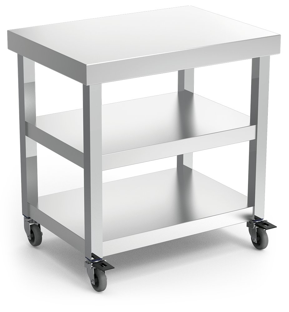 Mesa central con ruedas y 2 entrepaños Fricosmos 705x505x730 mm