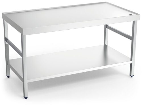 Mesa central inox con reborde, desagüe y entrepaño Fricosmos 1000x800x850 mm