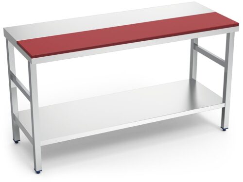 Mesa de preparación central con entrepaño roja Fricosmos 1000x600x850 mm