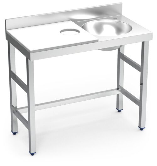 Mesa de preparación y lavado inox 1000 mm blanca cubeta derecha Fricosmos