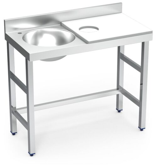 Mesa de preparación y lavado inox 1000 mm blanca cubeta izquierda Fricosmos