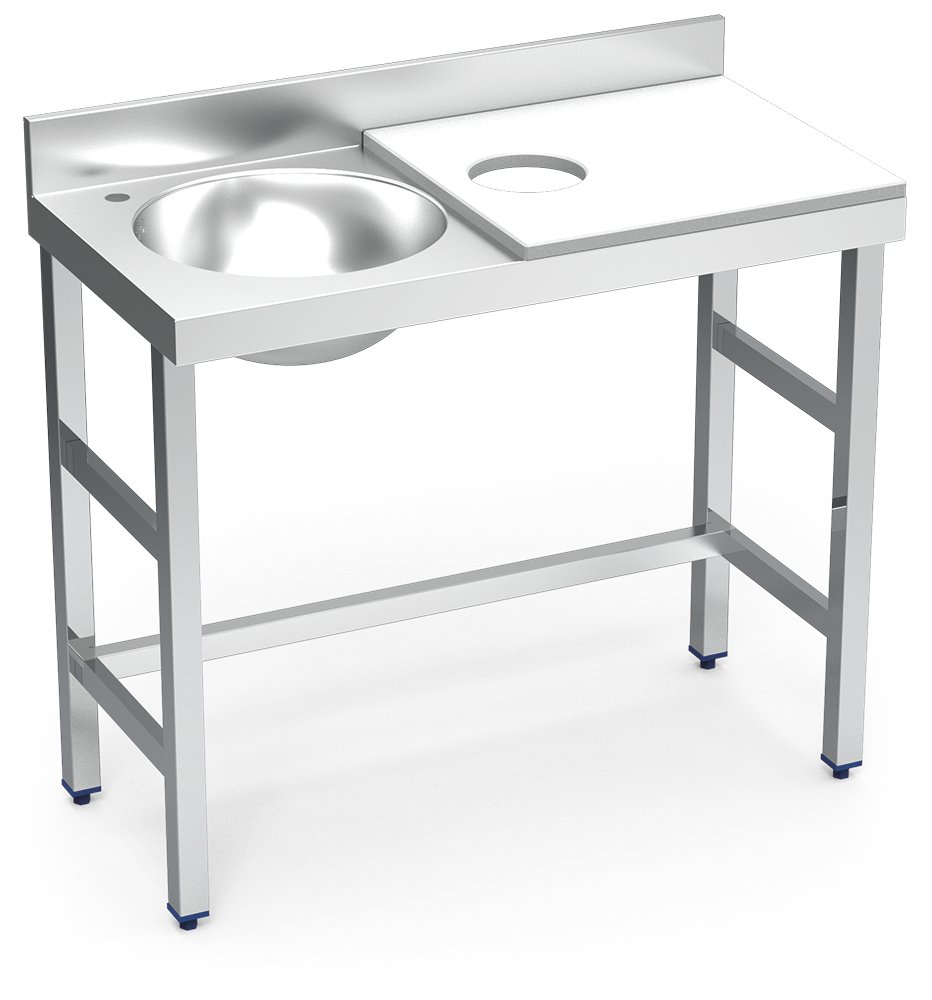 Mesa de preparación y lavado inox 1000 mm blanca cubeta izquierda Fricosmos