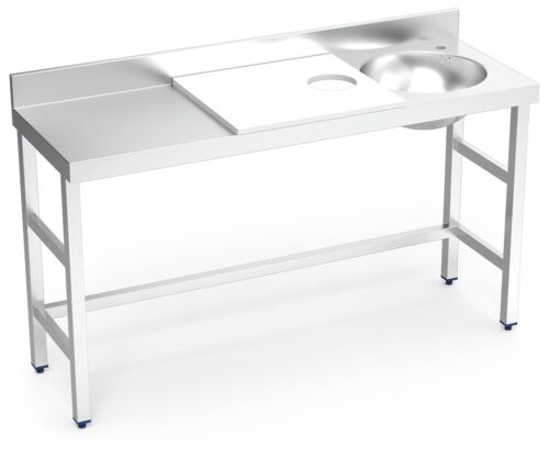Mesa de preparación y lavado inox 1500 mm blanca 1 agujero cubeta derecha Fricosmos