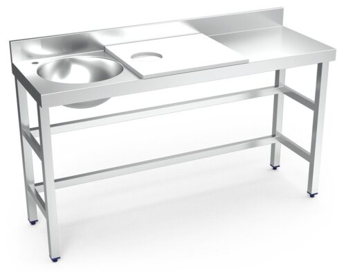 Mesa de preparación y lavado inox 1500 mm blanca 1 agujero cubeta izquierda Fricosmos