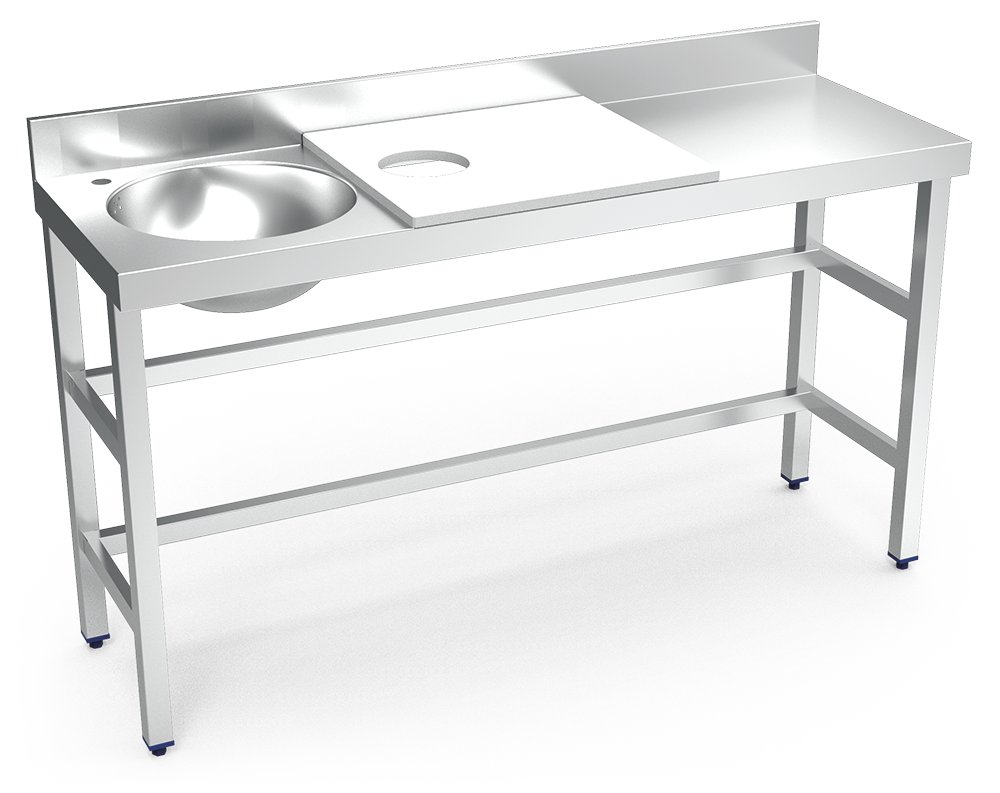 Mesa de preparación y lavado inox 1500 mm blanca 1 agujero cubeta izquierda Fricosmos