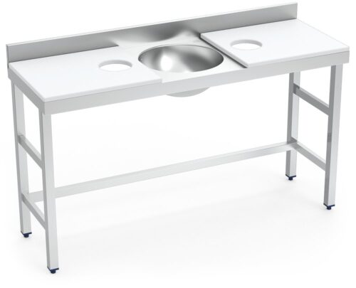 Mesa de preparación y lavado inox 1500 mm blanca 2 agujeros Fricosmos