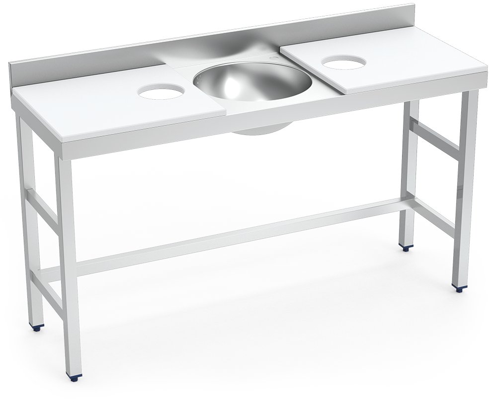 Mesa de preparación y lavado inox 1500 mm blanca 2 agujeros Fricosmos