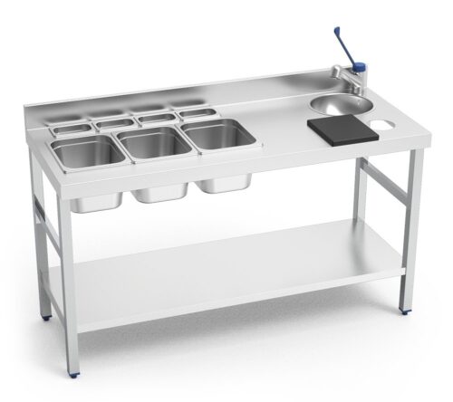 Mesa especial barman inox con grifo y cubetas Fricosmos