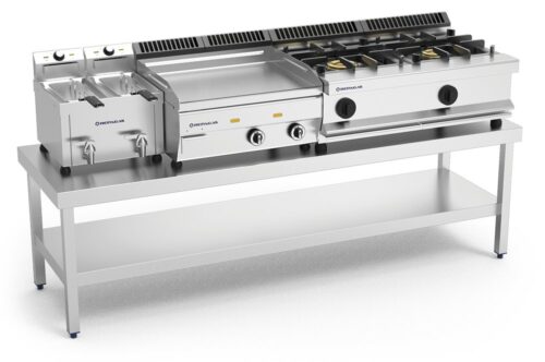 Mesa inox central con entrepaño Fricosmos 2000x500x850 mm