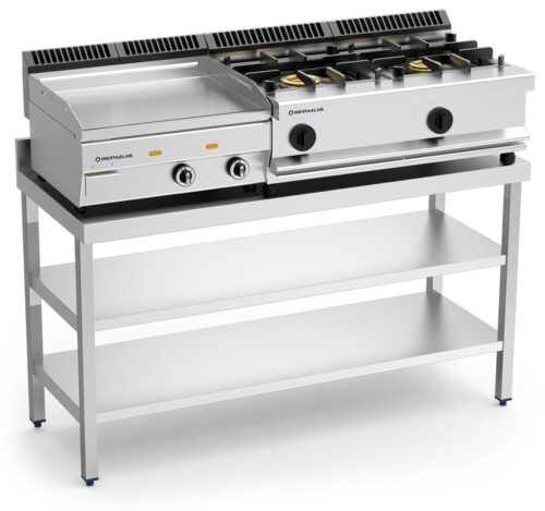 Mesa inox mural con entrepaño Fricosmos 2000x500x850 mm