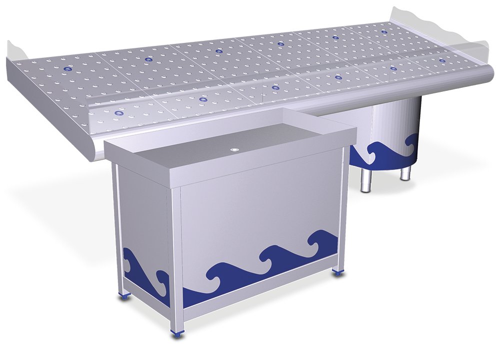 Mesa inox para exposición de marisco Fricosmos