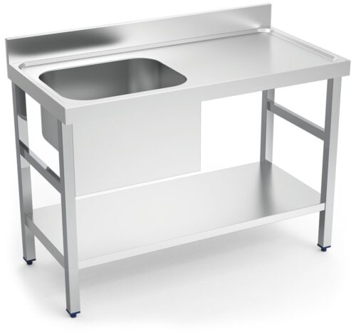 Mesa mural inox de chef con entrepaño cubeta izquierda Fricosmos 1200x600x850 mm