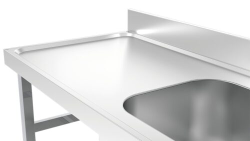 Mesa mural inox de chef con entrepaño y cubeta derecha Fricosmos 1200x700x850 mm