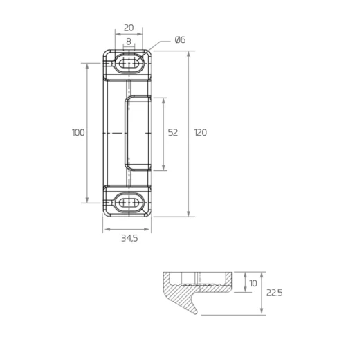 Dimension drawing · Striker for 5890, 5891, 5420 and 5421 latches