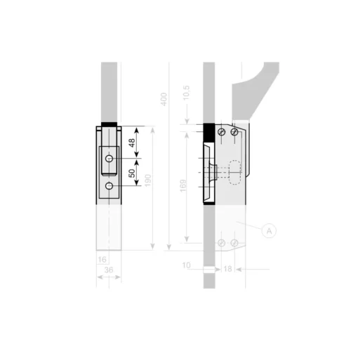Dimension drawing · Adjustable striker for G-200 and G-250 latches