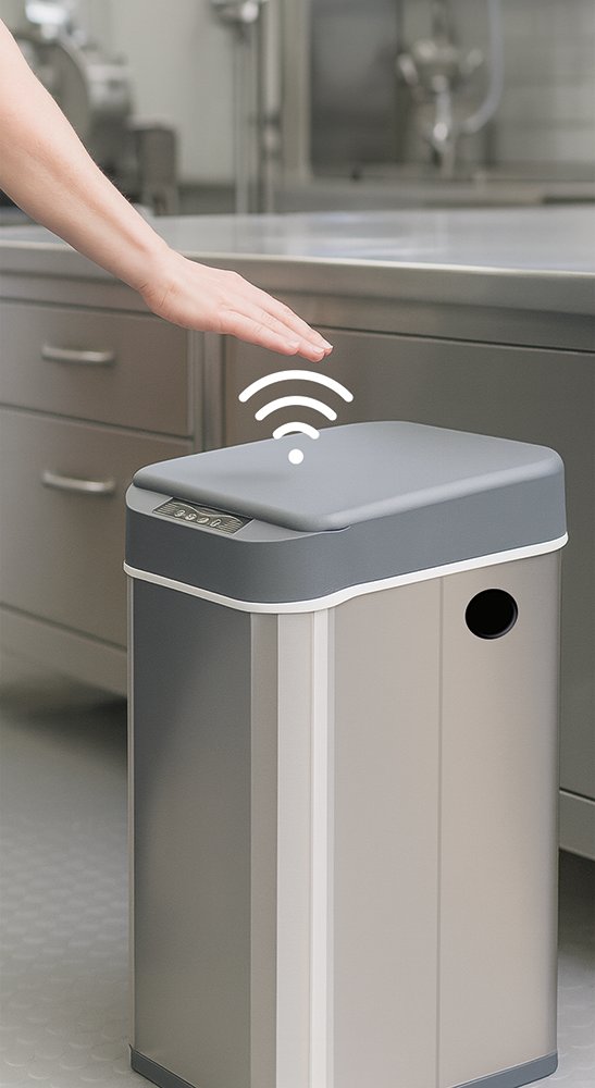 Papelera de acero inoxidable 18 l con tapa automática contactless Fricosmos