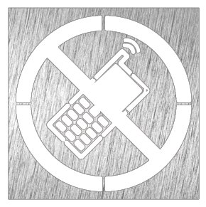 Pictograma inox "prohibido el uso de teléfono" Fricosmos 120x120 mm