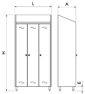 Dibujo técnico: Armario inox desinfectador de utillaje y calzado Fricosmos