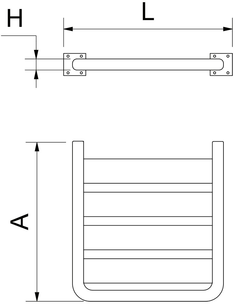 Dibujo técnico: Asiento abatible para ducha en acero inoxidable Serie Black Fricosmos