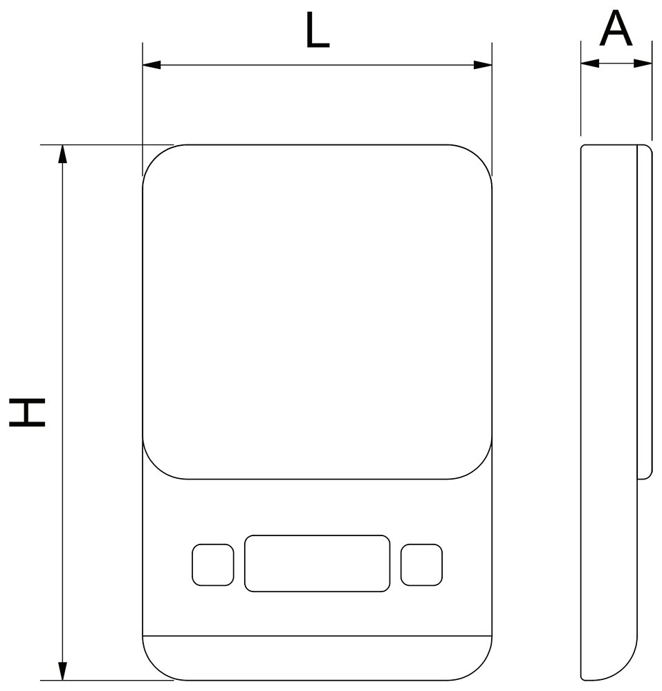 Dibujo técnico: Balanza de cocina de precisión 0,1 g Fricosmos