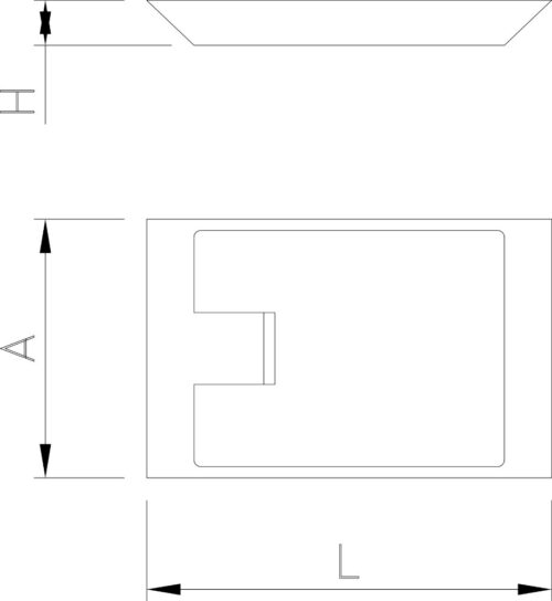 Dibujo técnico: Bandeja de cambio rectangular con clip Fricosmos 180x115x20 mm