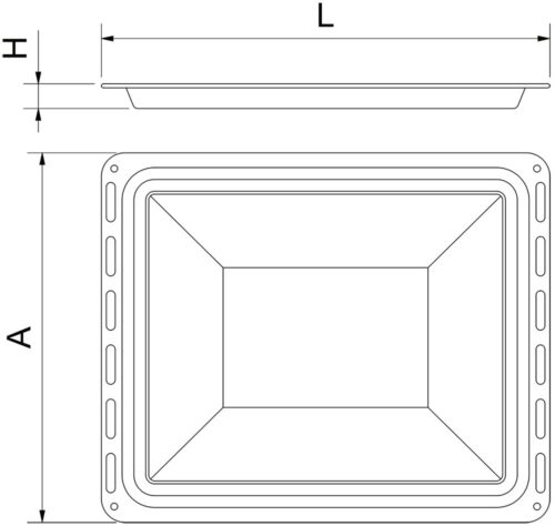 Dibujo técnico: Bandeja de horno de acero esmaltado Fricosmos 455x375x35 mm