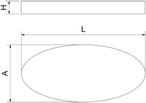 Dibujo técnico: Bandeja ovalada de acero inoxidable Fricosmos 450x300x15 mm