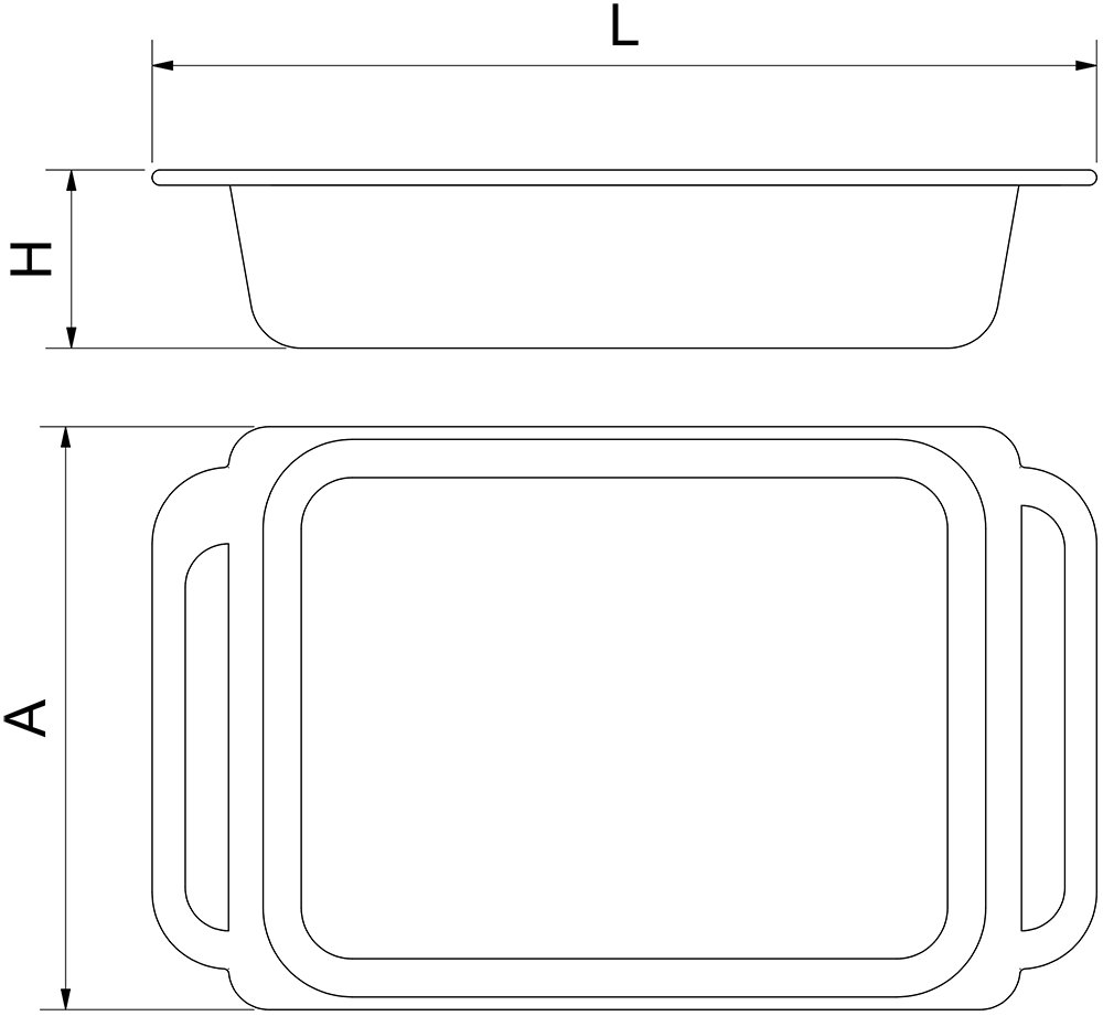 Dibujo técnico: Bandeja para horno rectangular de cristal 3,5 l Fricosmos