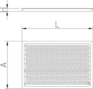 Dibujo técnico: Bandeja pastelera de aluminio perforada Fricosmos 600x400x30 mm