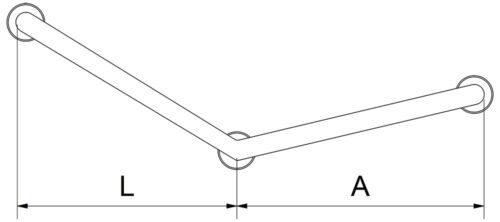 Dibujo técnico: Barra de apoyo angular 135° en acero inoxidable Fricosmos
